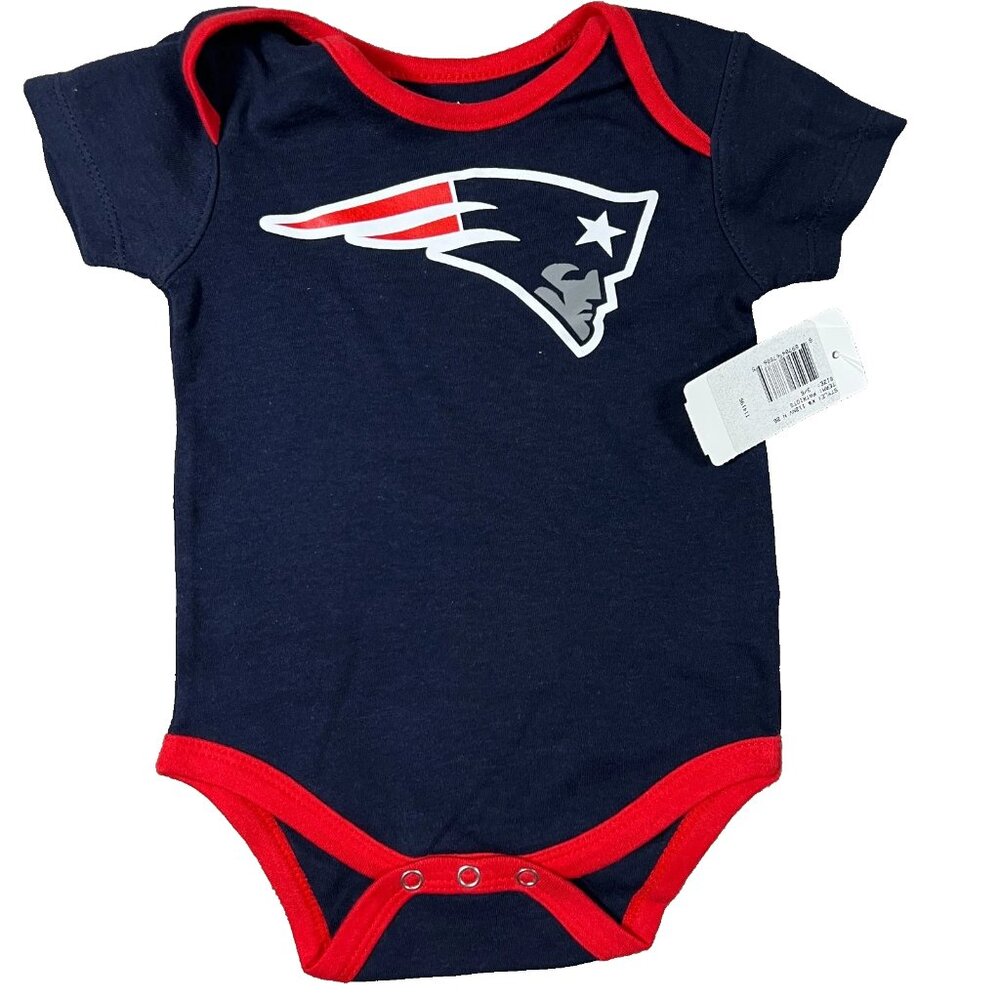 NFL Team Apparel Kids 6/9M Blue New‎ England Patriots Baby Infant Bodysuit NWT